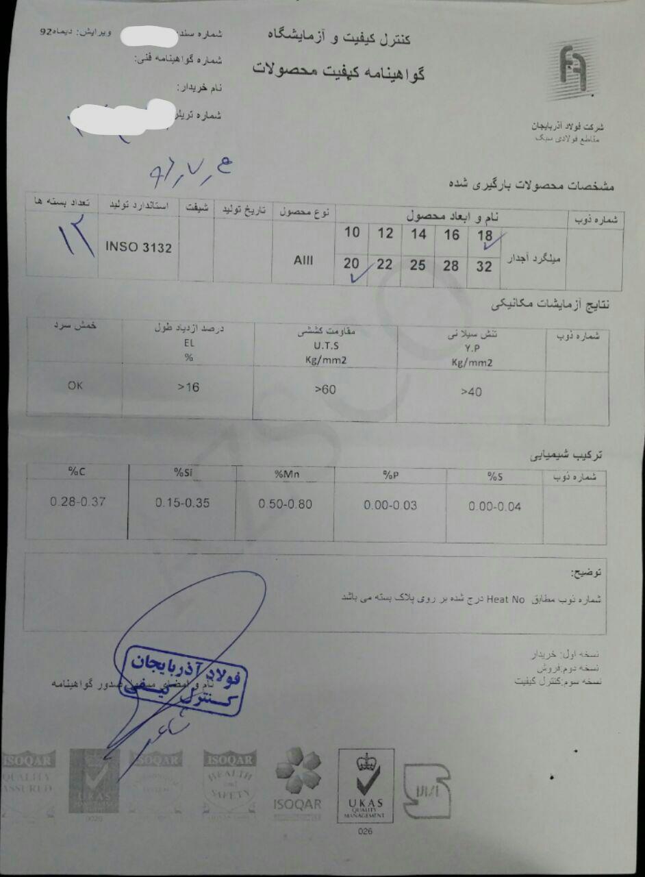 آناليز فولاد میانه